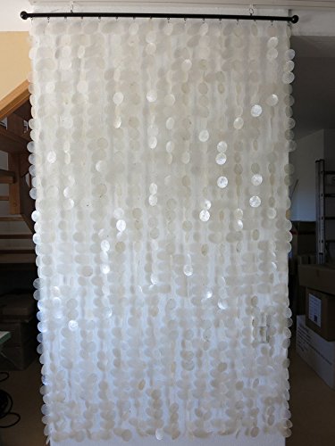 Muschelvorhang aus echten Capiz-Muschelscheiben ca. 120 cm x 190 cm als Raumteiler, Türvorhang, Wanddeko,