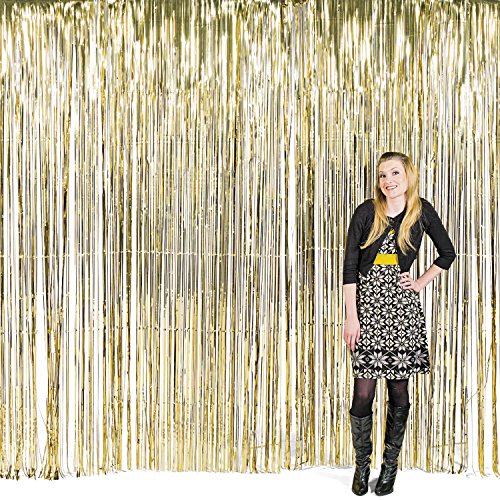 Vorhang gold metalic Streifenvorhang Türvorhang Raumdekoration Silvester Party Deko Palandi®