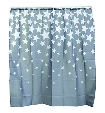 Out of the blue 190400 grauer Polyester-Duschvorhang mit weißen Sternen - 