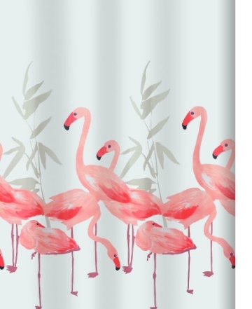 Spirella 10.16355  Textil-Duschvorhang 180 x 200 cm, Flamingo Salmon - 1