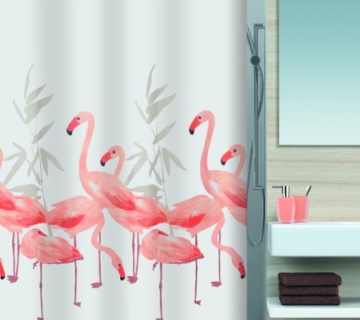 Spirella 10.16355  Textil-Duschvorhang 180 x 200 cm, Flamingo Salmon - 2