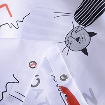 Duschvorhang Anti-Schimmel & Wasserdicht Karikatur Katzen Motiv Badezimmer Badvorhang mit verstärktem Saum, mit Haken 220 x 200cm Weiß - 2