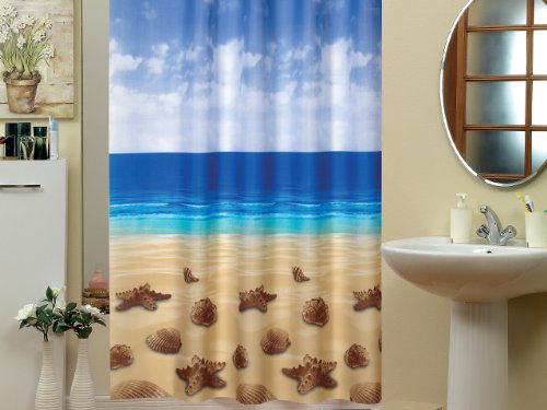 Sealskin Duschvorhang 'Marrakech' – Orientalischer Look In Blau Mit Silbernen Akzenten, 180x200 Cm, Wasserabweisend
