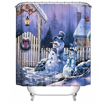 Frohe Weihnachten Stoff Wasserdichte Badezimmer Duschvorhang Shower Curtain+ Haken 180x180cm(72x72 inch), #17 - 1