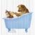 Abakuhaus Duschvorhang, Hund und Katze in der Badewanne Zusammen mit Bubbles Shampoo mit Duschspaß Kunst Druck, Blickdicht aus Stoff inkl. 12 Ringen Umweltfreundlich Waschbar, 175 X 200 cm - 1