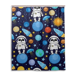 ALAZA Bunte Panda Astronauten-Weltraum Planet Duschvorhang 60 x 72 inch, schimmelresistent und Wasserdicht Polyester Dekoration Badezimmer-Vorhang - 1