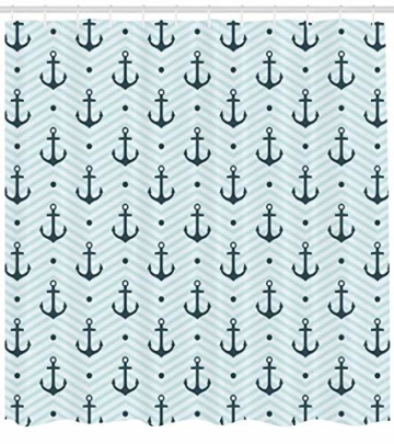 ABAKUHAUS Anker Duschvorhang, Zigzags Maritime Dots, Bakterie Schimmel Resistent inkl. 12 Haken Waschbar Stielvoller Digitaldruck, 175 x 200 cm, Seafoam Teal - 1