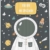 ABAKUHAUS Astronaut Duschvorhang, Cosmic Doodle Rakete, Pflegeleichter Stoff mit 12 Haken Wasserdicht Farbfest Bakterie Resistent, 175 x 200 cm, Grau Multicolor - 