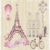 ABAKUHAUS Kuss Duschvorhang, Florales Paris-Symbol Eiffel, Klare Farben aus Stoff inkl.12 Haken Farbfest Schimmel und Wasser Resistent, 175 x 220 cm, Elfenbein Rosa - 2