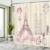 ABAKUHAUS Kuss Duschvorhang, Florales Paris-Symbol Eiffel, Klare Farben aus Stoff inkl.12 Haken Farbfest Schimmel und Wasser Resistent, 175 x 220 cm, Elfenbein Rosa - 4