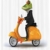 ABAKUHAUS Lustig Duschvorhang, Italienisches Frosch-Motorrad, mit 12 Ringe Set Wasserdicht Stielvoll Modern Farbfest und Schimmel Resistent, 175x200 cm, Orange Schwarz Grün - 2