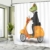ABAKUHAUS Lustig Duschvorhang, Italienisches Frosch-Motorrad, mit 12 Ringe Set Wasserdicht Stielvoll Modern Farbfest und Schimmel Resistent, 175x200 cm, Orange Schwarz Grün - 4