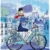 ABAKUHAUS Paris Duschvorhang, Frau auf Dem Fahrrad mit Katze, Trendiger Druck Stoff mit 12 Ringen Farbfest Bakterie und Wasser Abweichent, 175 x 180 cm, Blauer Himmel - 2