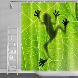 AWERT 120x180cm Tier Duschvorhang Kleiner Frosch Auf AST des Baumes Im Regenwald Duschvorhang für Badezimmer Wasserdichtes Polyestergewebe Set mit Haken - 1