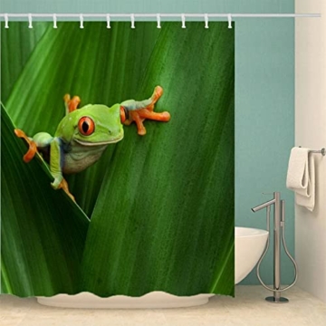 Duschvorhang 120 x 200 Frosch Shower Curtains Anlage Badezimmer Vorhang Frosch Duschvorhang Antischimmel Wasserdicht 3D Duschvorhänge Badewannen Waschbar - 2